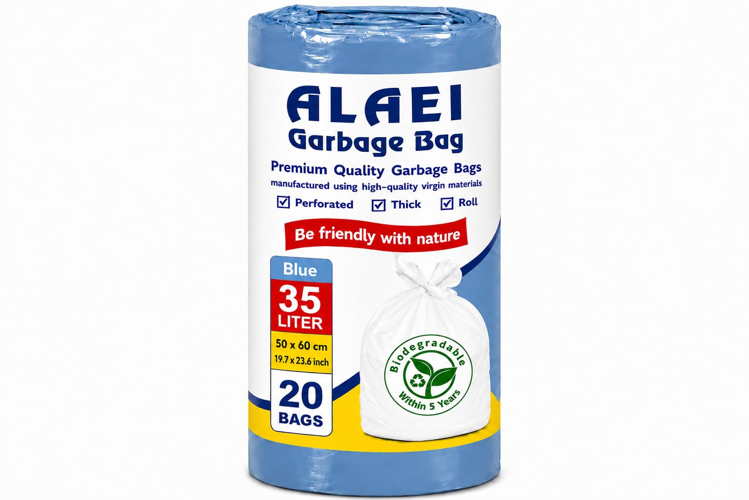 Heavy-Duty Blue Garbage Bags - 35 Litres - 200 Trash Bags (Pack of 10)